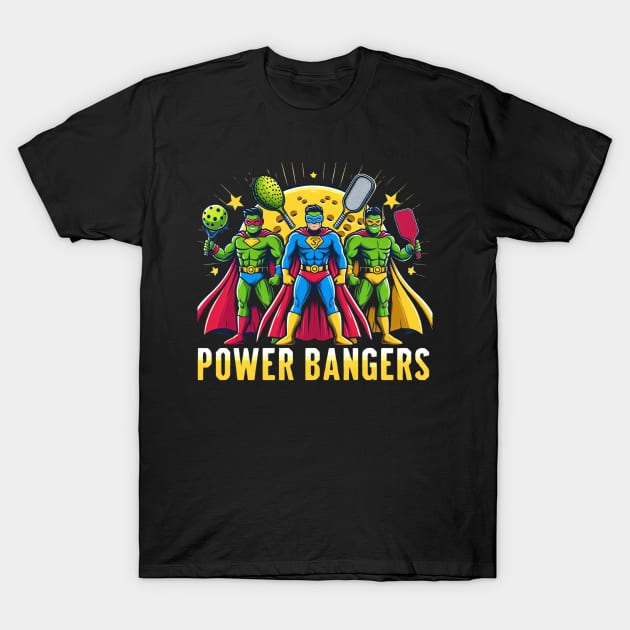 Pickleball POWER BANGERS Superheroes #5 T-Shirt by Battlefoxx Living Earth